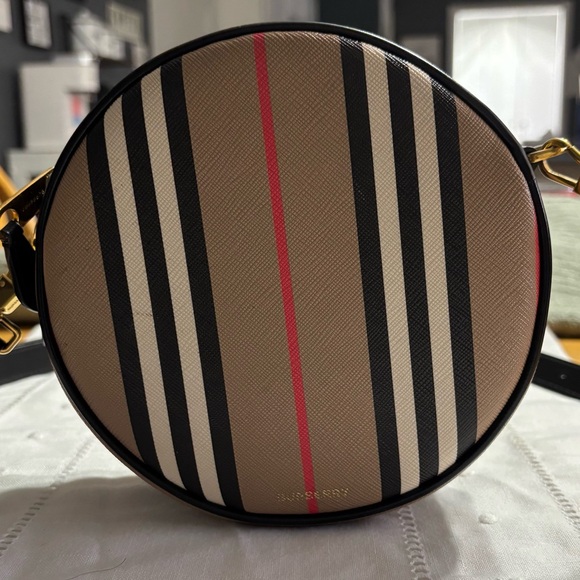 Burberry Handbags - Burberry Beige and Black Striped Crossbody Bag